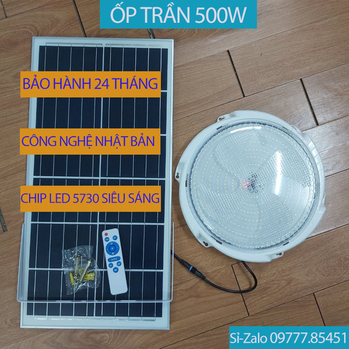 Đèn Ốp Trần Năng Lượng Mặt Trời 500W - Tặng Kèm Điều Khiển Từ Xa