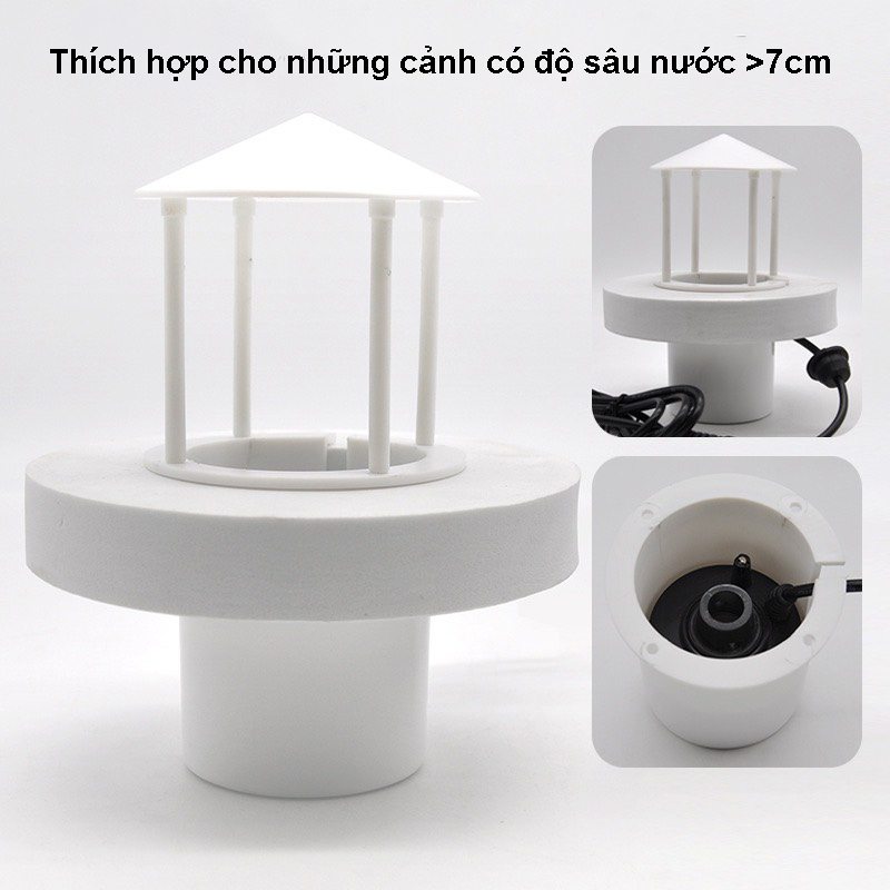 Combo Máy phun sương tạo khói + bộ gom nước phao nổi trang trí hồ cá tiểu cảnh non bộ