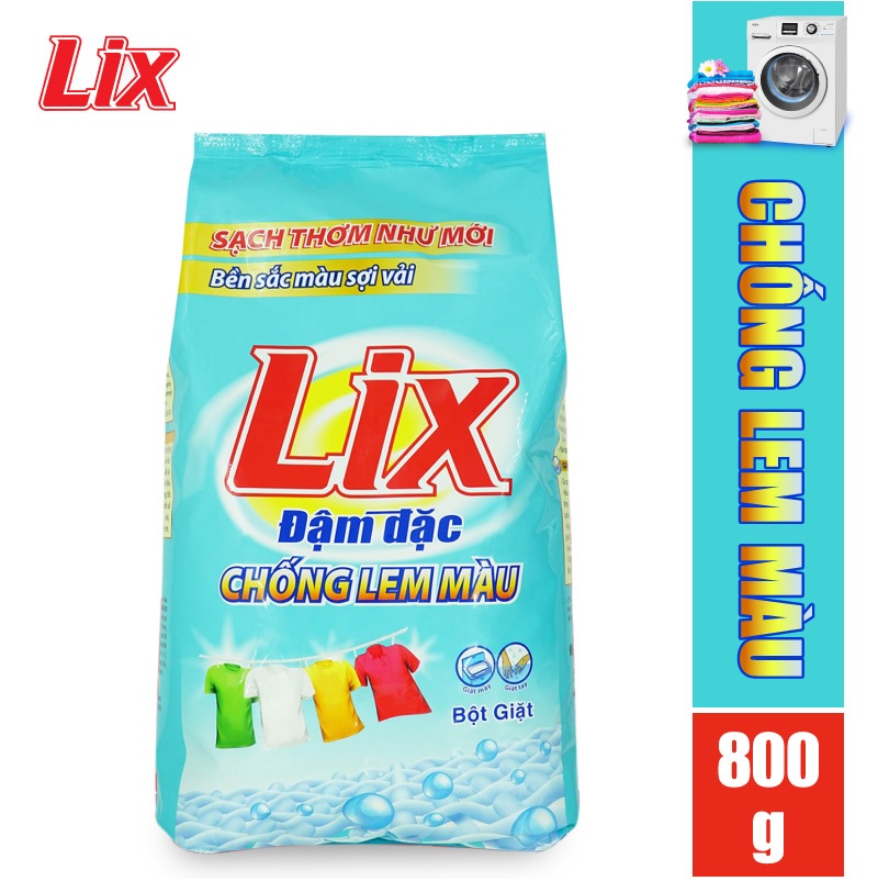 Bột giặt LIX đậm đặc chống lem màu 800g EM800