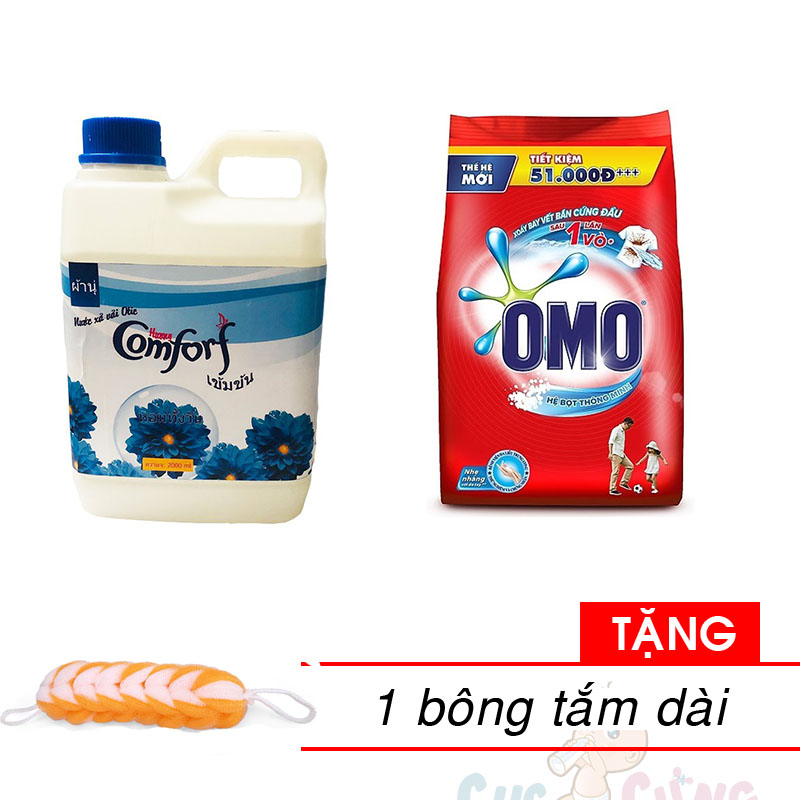 SET Nước xả vải hương Comfort Thái Lan 2L BAN MAI + Bột giặt Omo 1.15kg hệ