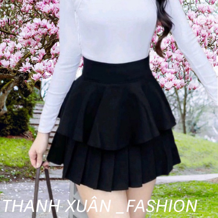 Chân váy 2 tầng xếp ly, chân váy xếp ly 2 tầng có quần trong