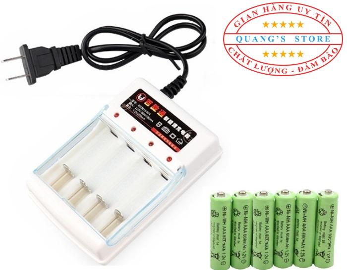 Sạc pin siêu nhanh AA và AAA cao cấp + Tặng 6 pin AAA Ni-Mh 600mAh