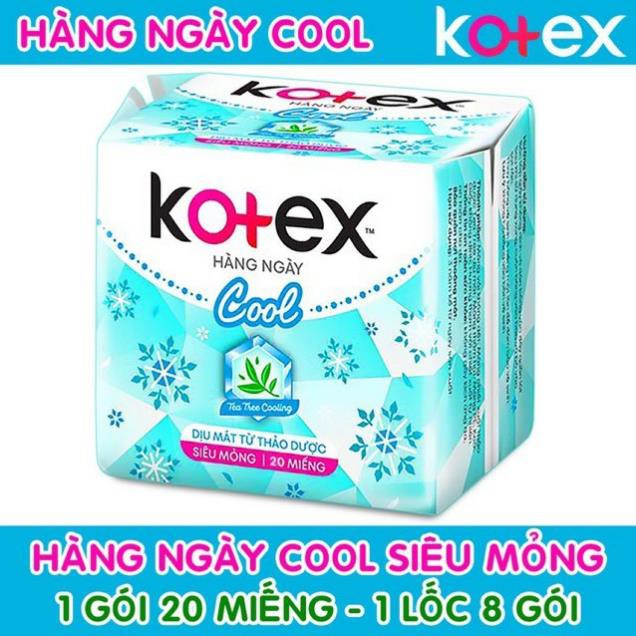 Lốc 8 gói bvs kotex hằng ngày thảo được cool gói 20 miếng