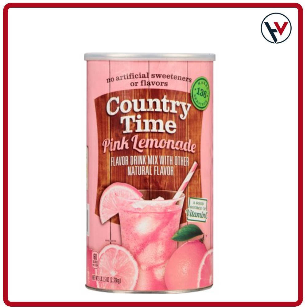 Bột pha nước chanh đào country time drink mix pink lemonade mỹ 2.33kg