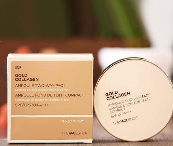 Phấn nước Gold Collagen của The Face Shop SPF42. Tặng mặt nạ trắng da Hàn Quốc giá 35k