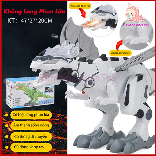 Khủng long robot có hiệu ứng phun lửa và khói kích thước lớn - đồ chơi giải trí cho trẻ em sử dụng pin
