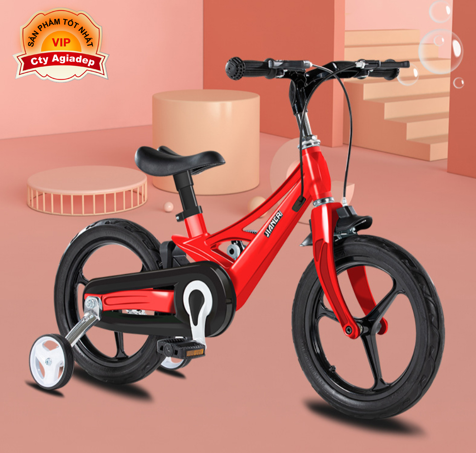 Xe đạp trẻ em siêu xịn Vành Đúc + Lốp Đặc Jianer ADG - Màu đỏ