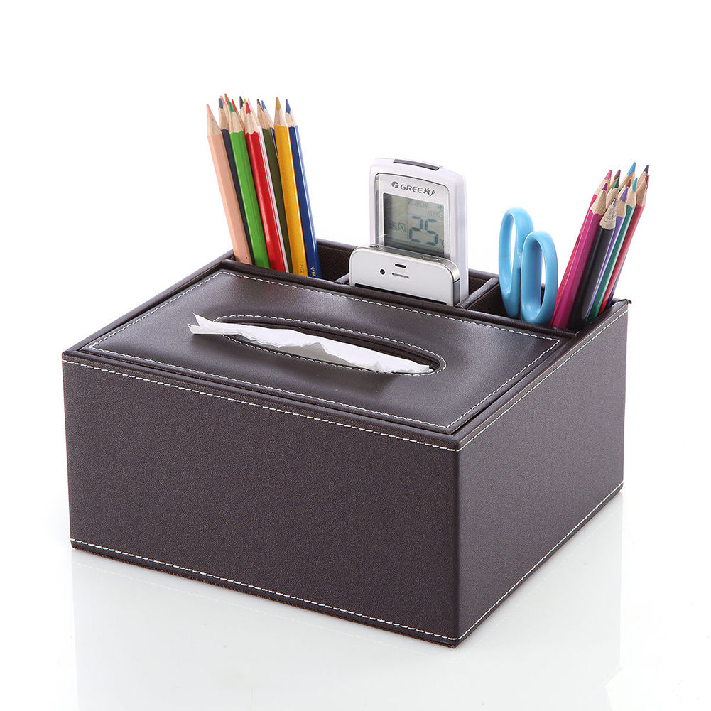 Home multifunction storage artificial PU leather cover tissue box