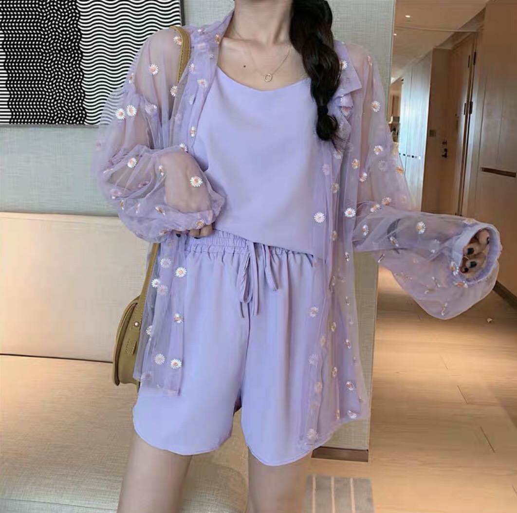 SƠ MI VOAN HOA CÚC SIÊU HOT,ÁO KHOÁC VOAN MỎNG,LY STORE