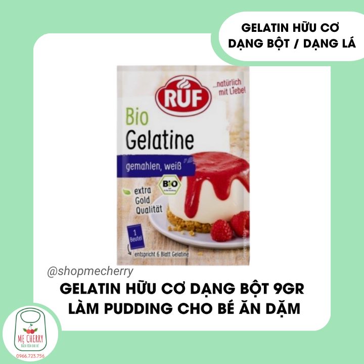 Gelatin hữu cơ làm món phụ cho bé ăn dặm Ruf / Sobo DẠNG BỘT. DẠNG LÁ