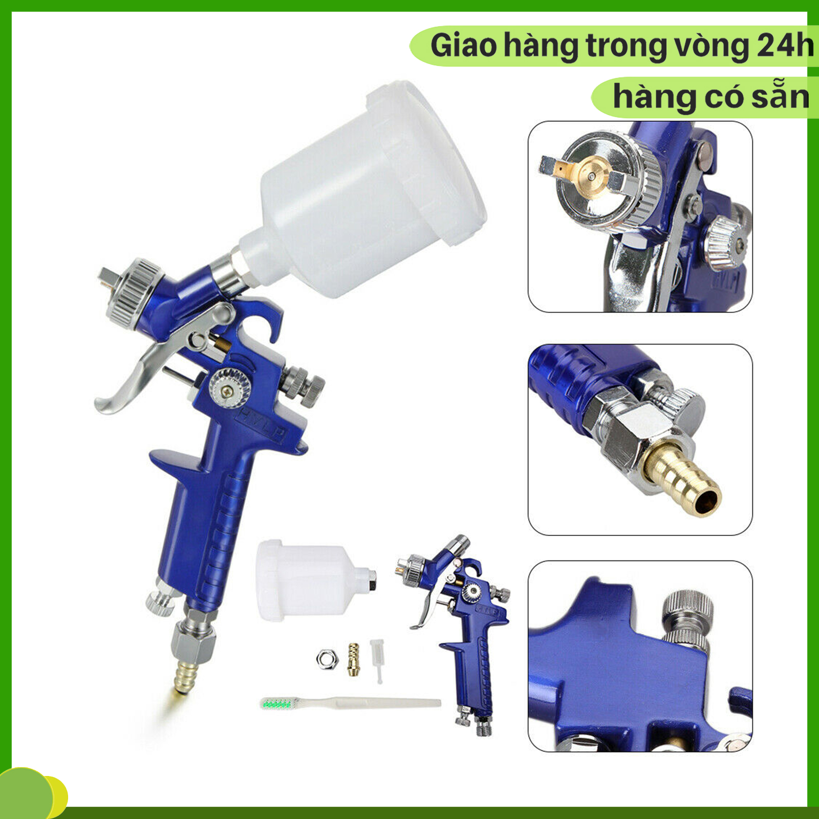 Súng Phun Sơn Xe Hơi Trọng Lực, Súng Phun Sơn Dầu Khí Nén 125mL H-2000A 0.8/0.9mm