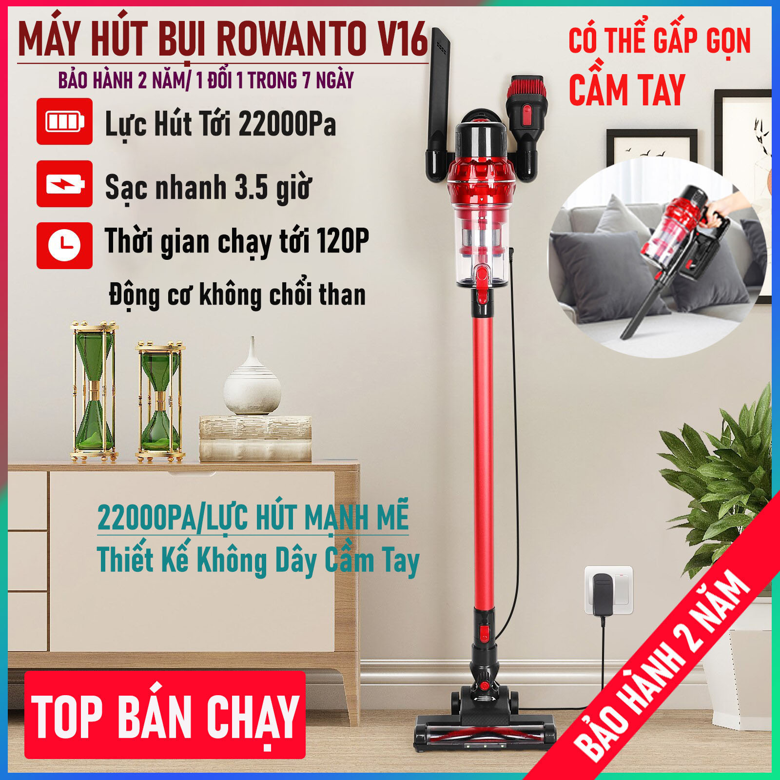 Máy hút bụi tự động robot giá rẻ ROWANTO V16, Máy hút bụi cầm tay mini cho gia đình không dây sạc pin, Máy hút bụi công nghiệp tiện như Robot Hut Bụi Lau Nhà,Robot Lau Nhà Thông Minh,Robot Lau Nhà Tự Động
