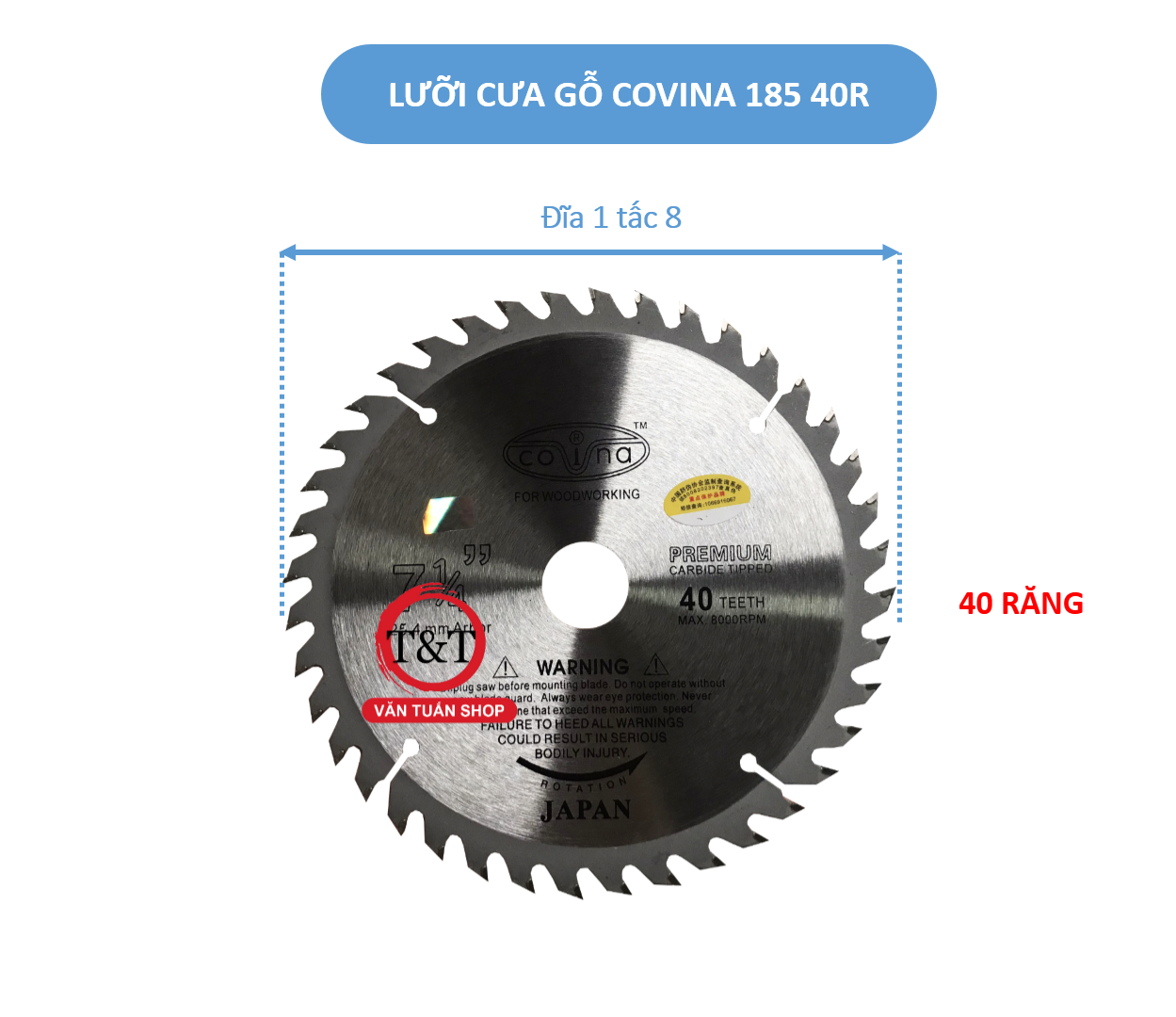 Lưỡi cưa gỗ 180 40 răng covina
