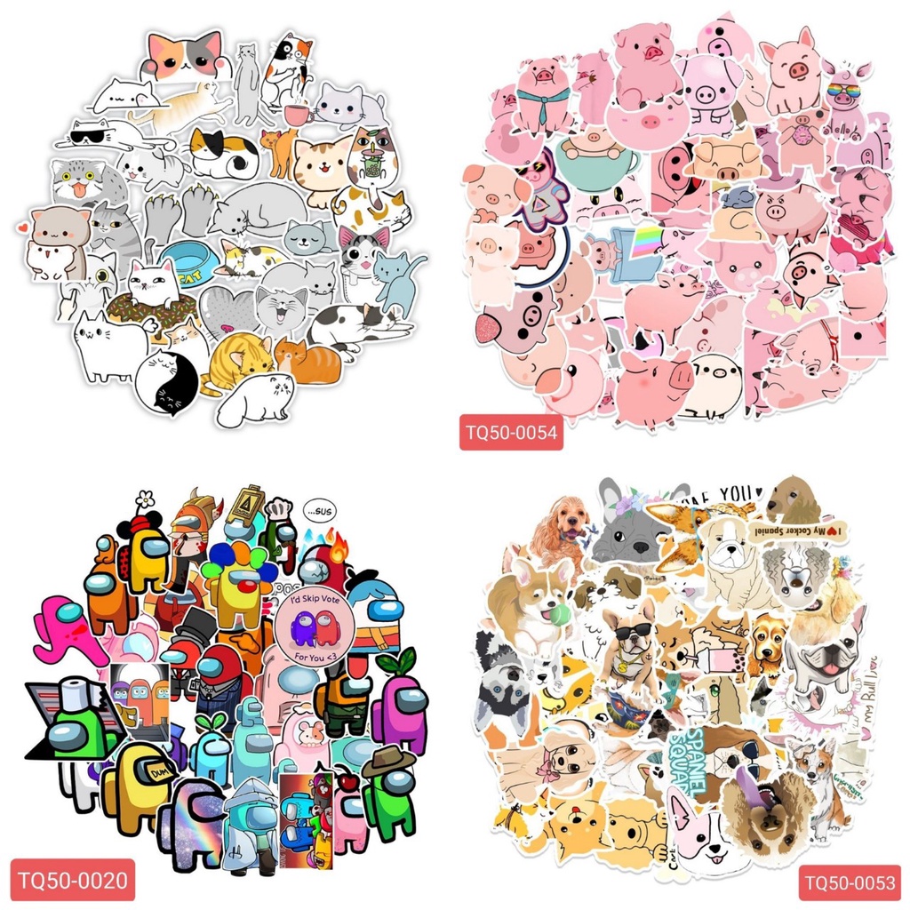 Sticker set 50 chiếc dán trang trí laptop, smartphone, bàn học hơn 50 mẫu