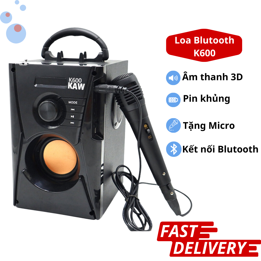 Loa Không Day Kèm mích, Loa bluetooth, Loa karaok, âm Thanh Chuẩn Kết nối Bluetooth 5.0