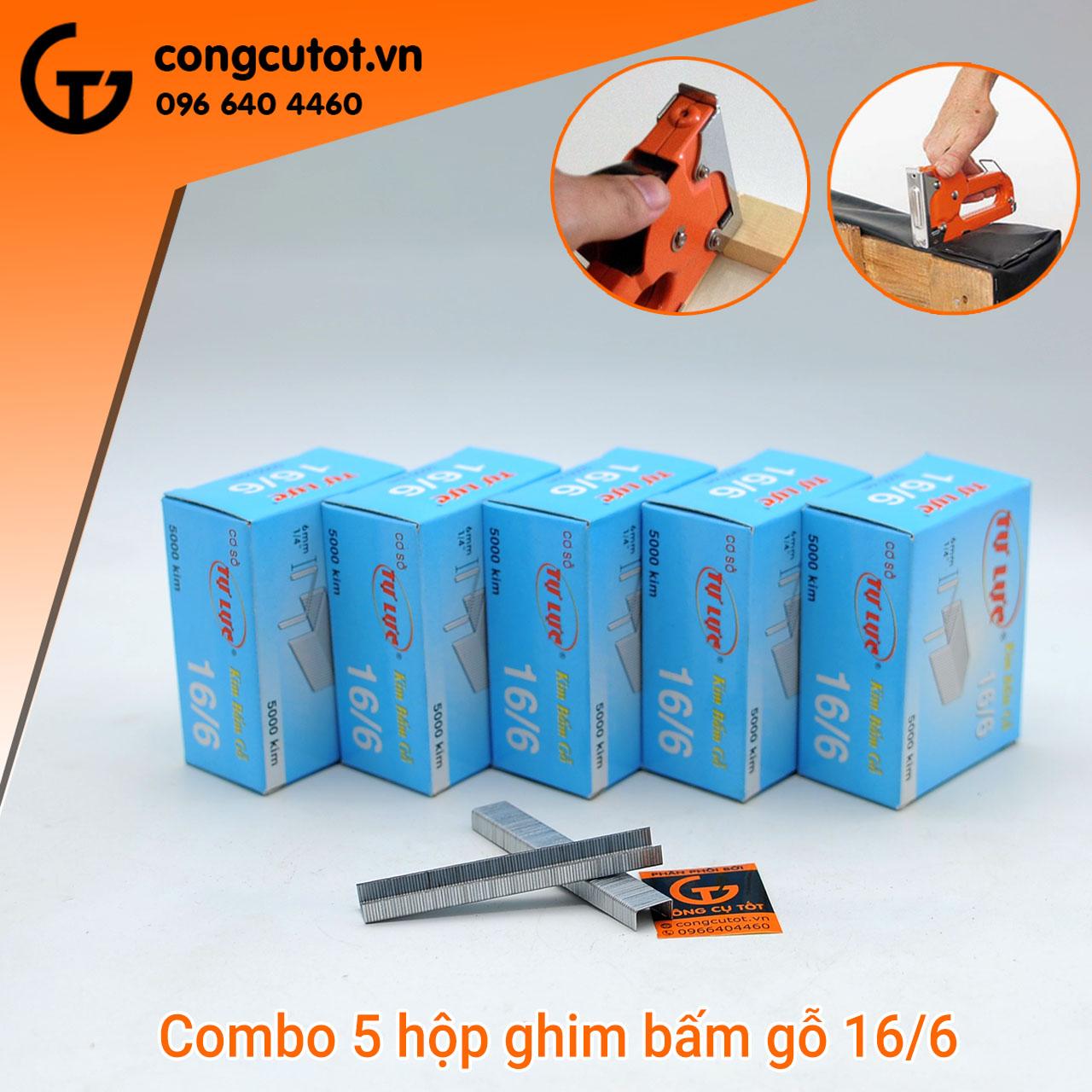 5 hộp ghim bấm gỗ tự lực 16/6