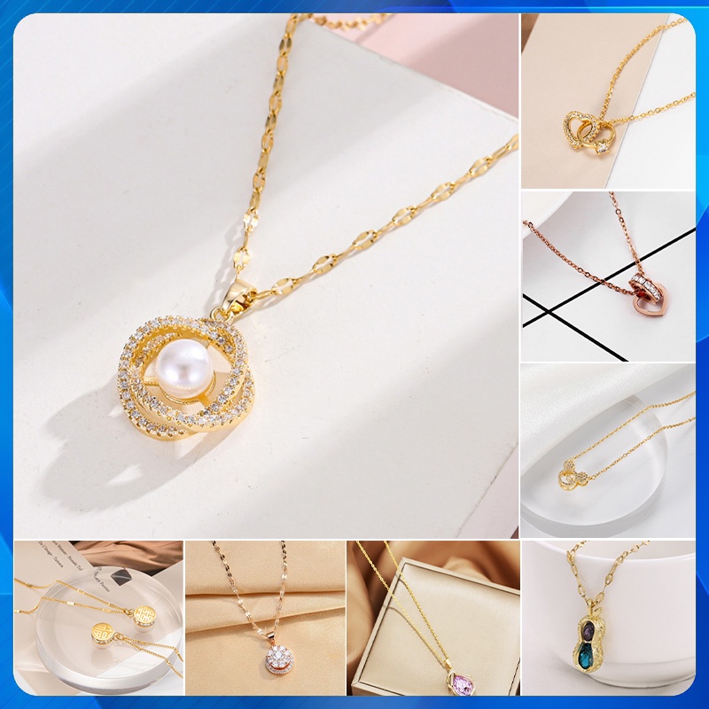Dây chuyền nữ, dây chuyền mạ vàng, vòng cổ đính đá pha lê lấp lánh thời trang Hàn Quốc, vòng tay phong thủy 2023