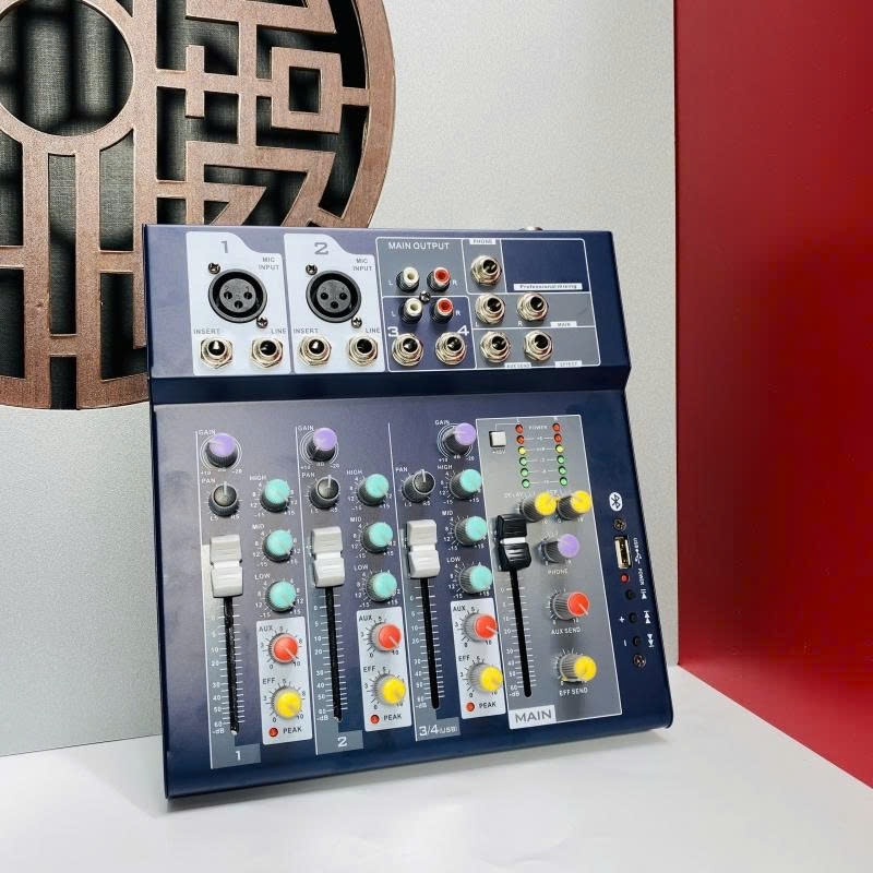 Mixer F4 Bàn Trộn Mixer F4 , Chuyển Đổi Thành Soundcard Livestream , Thu Âm , Karaoke Online Chuyên Nghiệp , Có Bluetooth Ghi Âm Usb Tiện Lợi , Kết Hợp Loa Kéo Amply Dàn Karaoke Gia Đình