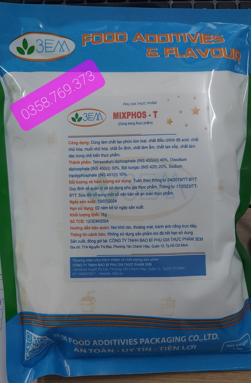 Phụ gia tạo giòn dai cho chả cá, chả mực, chả lụa, xúc xích - phụ gia an toàn MIXPHOS-T