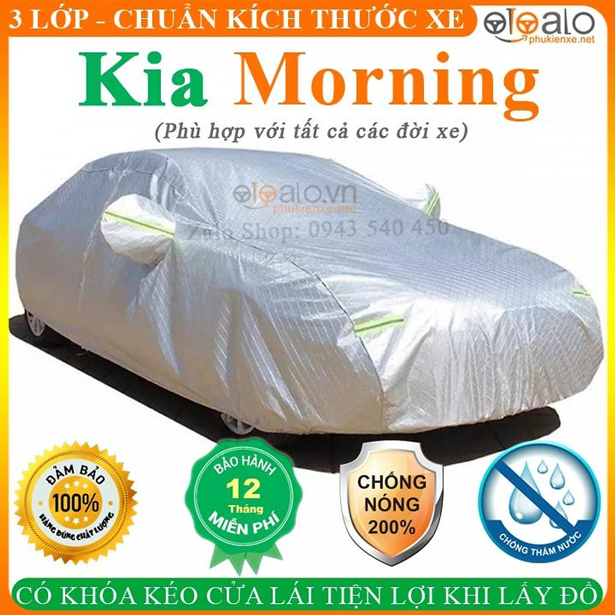 Bạt phủ Ô Tô Kia Morning CAO CẤP Cách Nhiệt Bạt phủ xe ô tô Kia Morning Bạt che ô tô