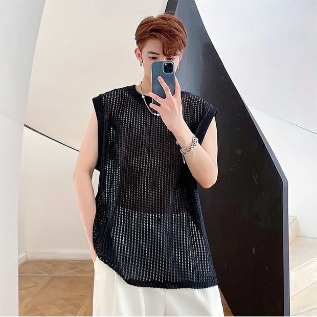 Áo tank top nam lưới áo ba lỗ lưới sexy - lay unisex