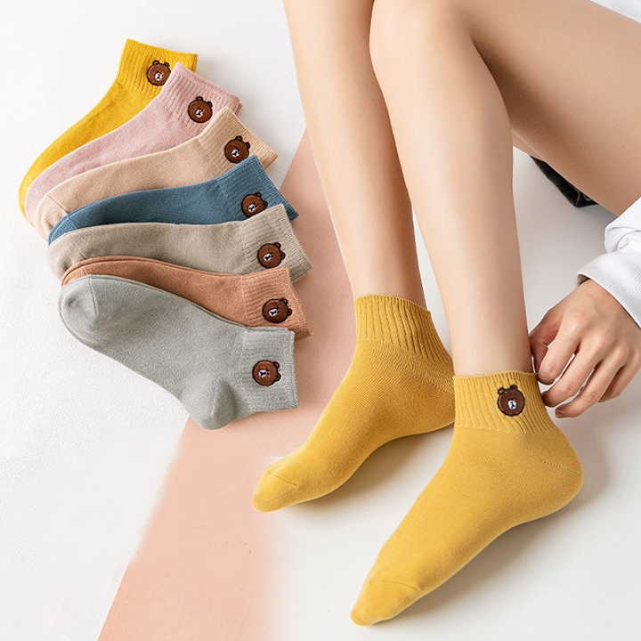 Vớ Tất Cổ Ngắn Hình Gấu Brown Dễ Thương (vui lòng chọn thuộc tính 1 đôi 5 đôi 10 đôi)