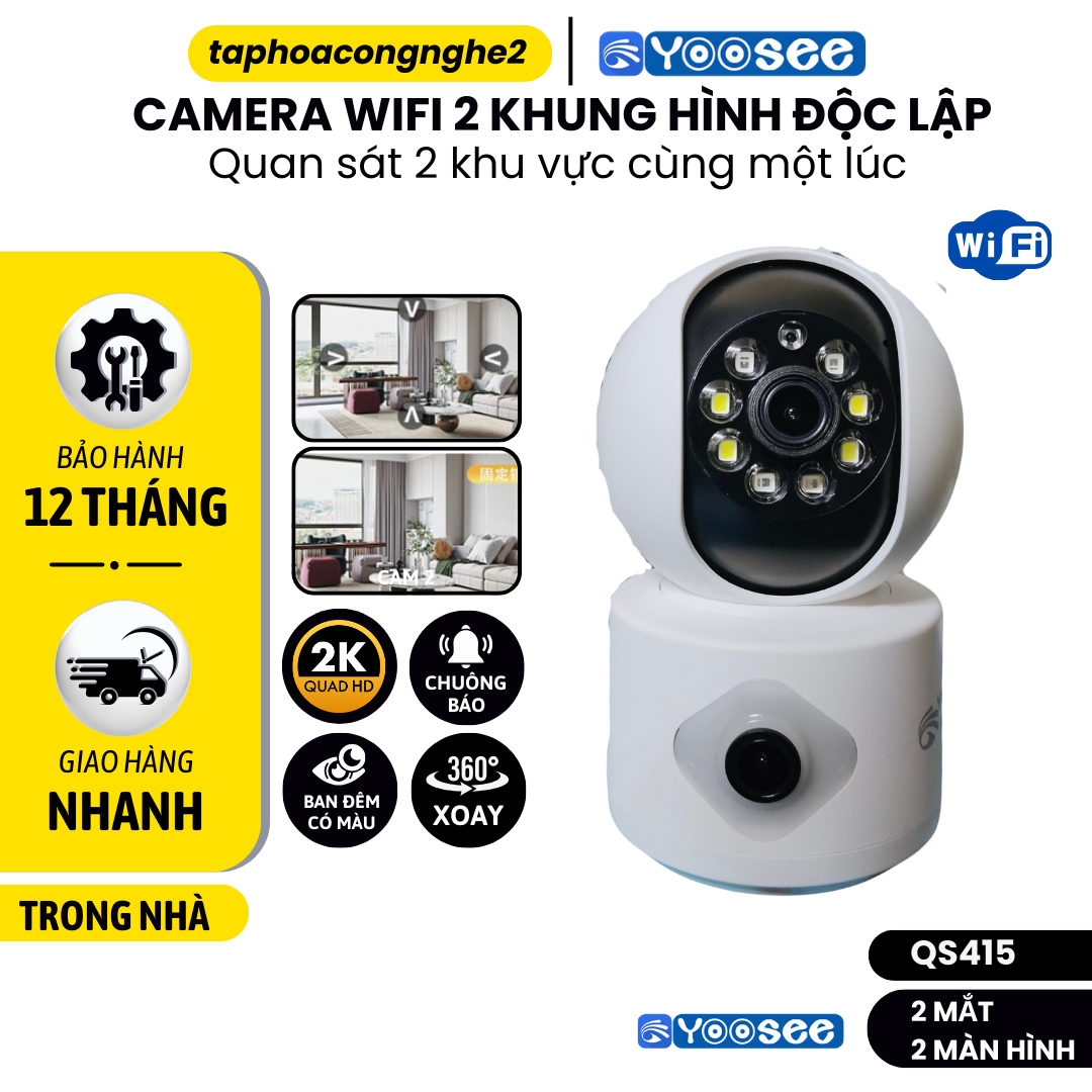 Camera WIFI YOOSEE Không Dây, Ngoài Trời/Trong Nhà, Đàm Thoại 2 Chiều, Hình Ảnh Sắc Nét, Hỗ Trợ FLASH Hồng Ngoại Ban Đêm Có Màu - BẢO HÀNH 12 THÁNG