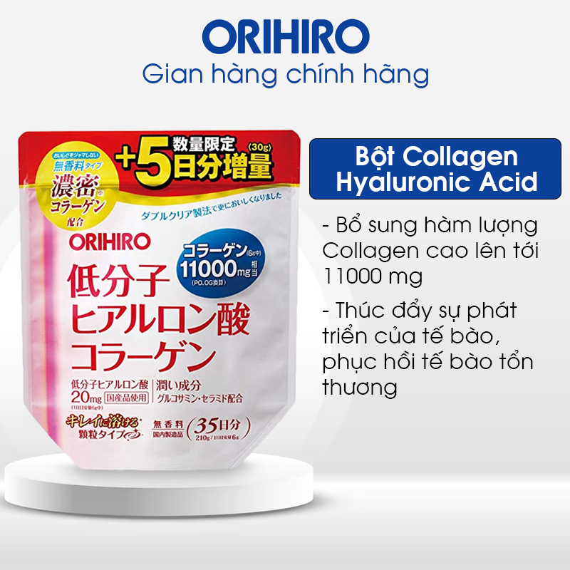 Bột Collagen Hyaluronic Acid Làm Đẹp Da Orihiro 11000mg 180g túi
