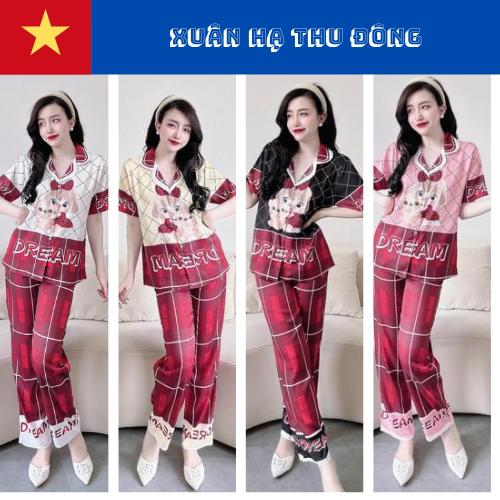 Bộ pyjama lụa xước ánh kim cao cấp hàng thiết kế mới.
