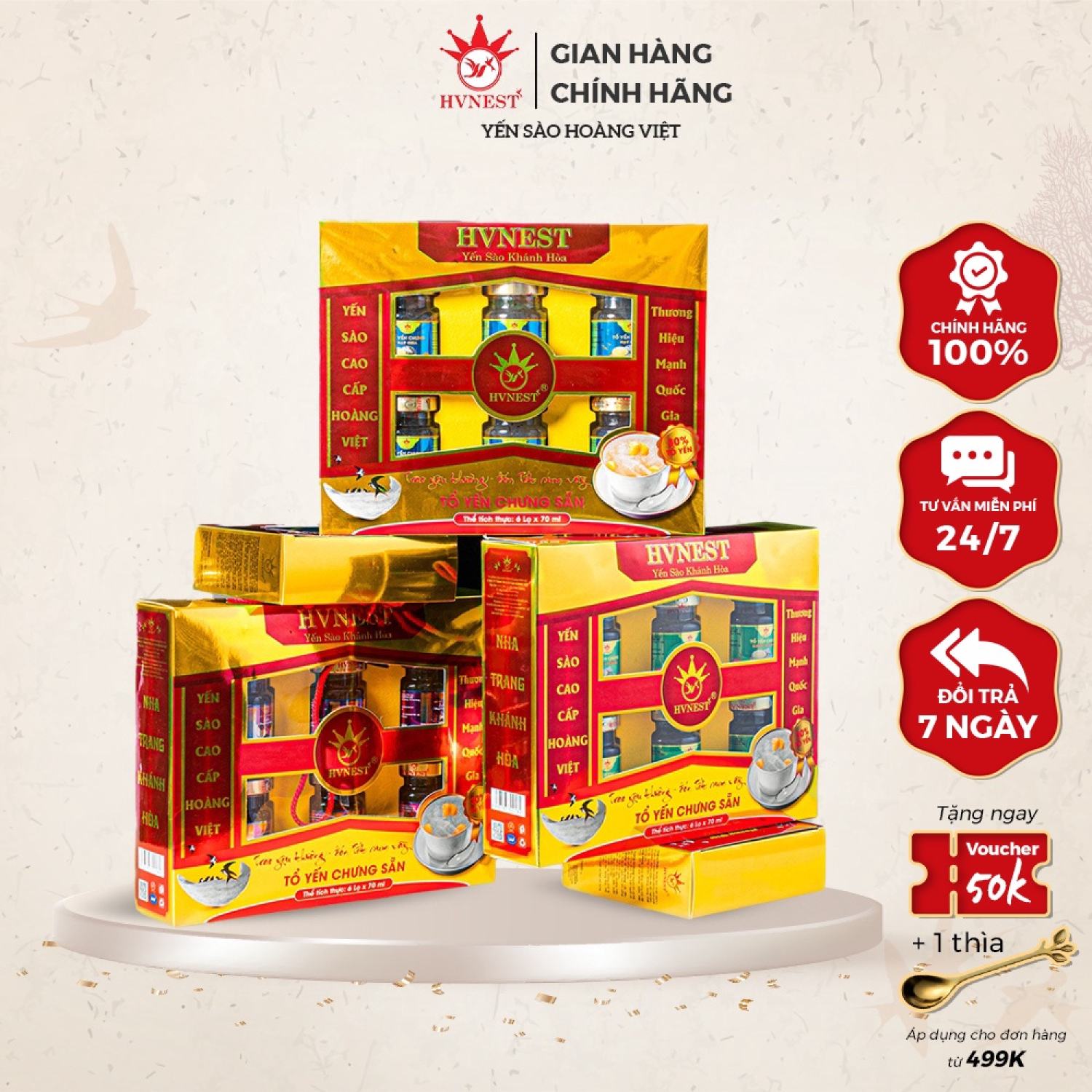 Quà Tặng TẾT 2024 Ý Nghĩa - Set Tổ Yến Chưng Sẵn Cao Cấp HVNEST (6 Hũ)