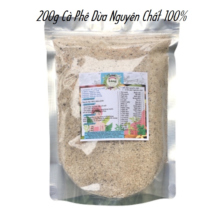 Bột Cà phê dừa 100g-200g có giấy VSATTP và ĐKKD nguyên chất thiên nhiên 100% dùng để đắp mặt đa công d
