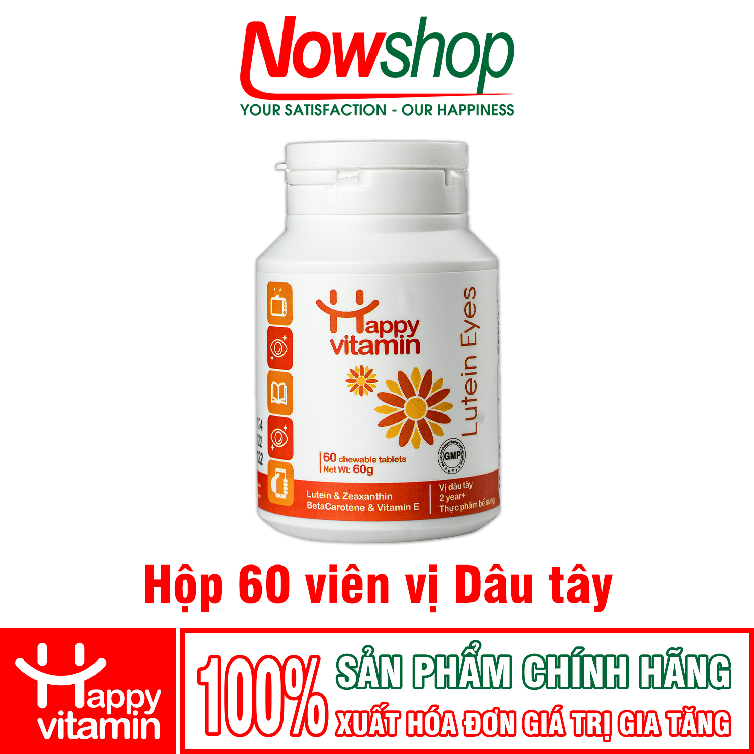 2 Hộp Kẹo ngậm bổ mắt Lutein Eyes Happy Vitamin giúp sáng mắt giảm khô mắt hạn chế mỏi mắt