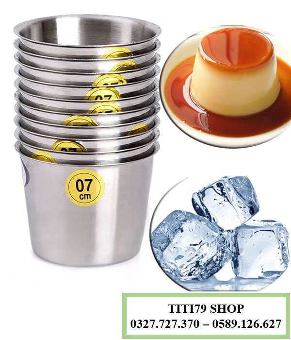 Combo 10 ly làm nước đá inox size 7-8 cm bền đẹp