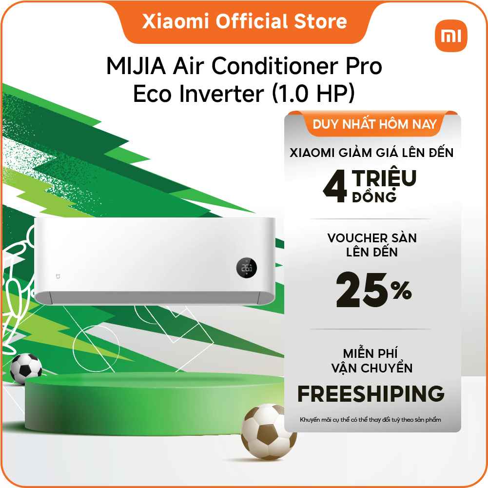 【Bảo hành 3 năm / Trả Góp 0%】Điều hòa Mijia Air Conditioner Pro Eco Inverter 1.0 HP | Hiệu quả sử dụng năng lượng vượt trội | Tấm chắn có lỗ nhỏ để luồng gió thổi ra nhẹ nhàng | Làm mát nhanh trong 30 giây