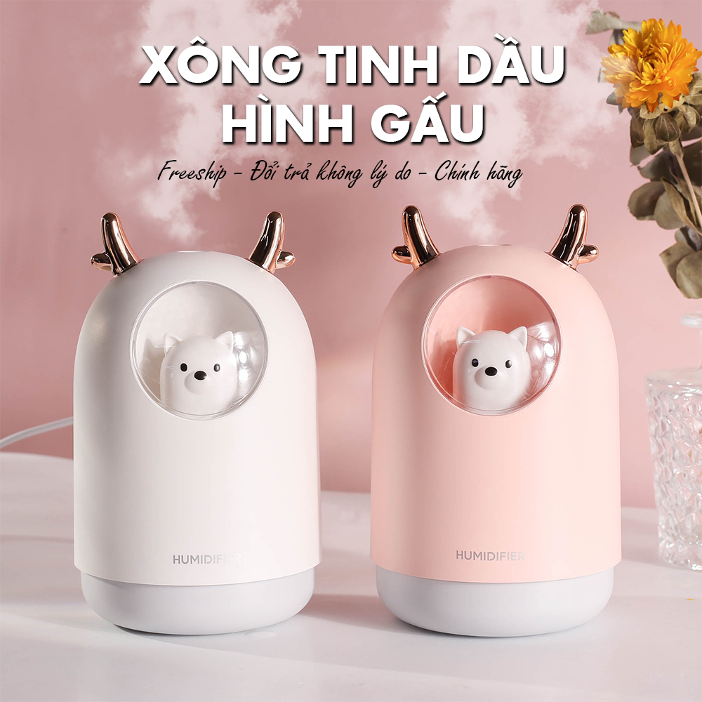 Máy phun sương khuếch tán tinh dầu gấu cute - phun sương tạo độ ẩm