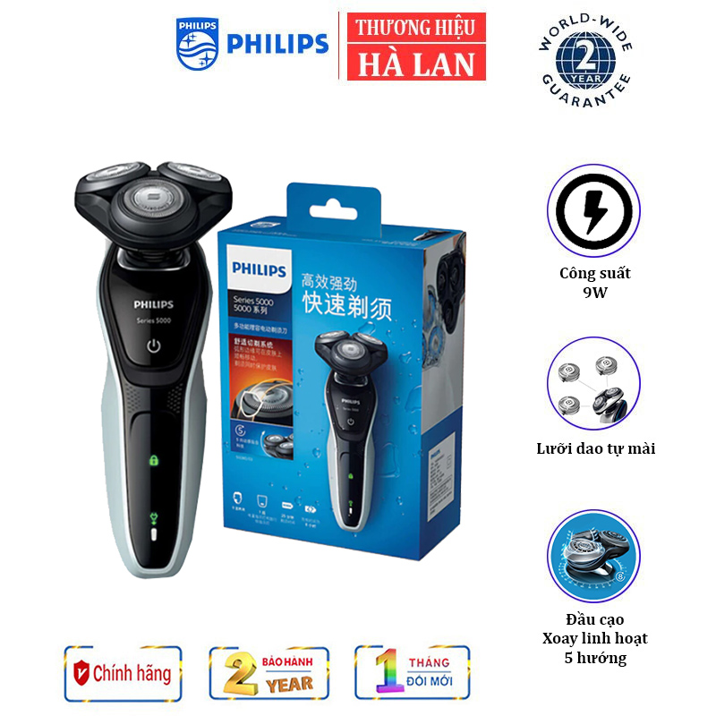 Máy cạo râu cao cấp nhãn hiệu philips s5080/03 công suất: 9w