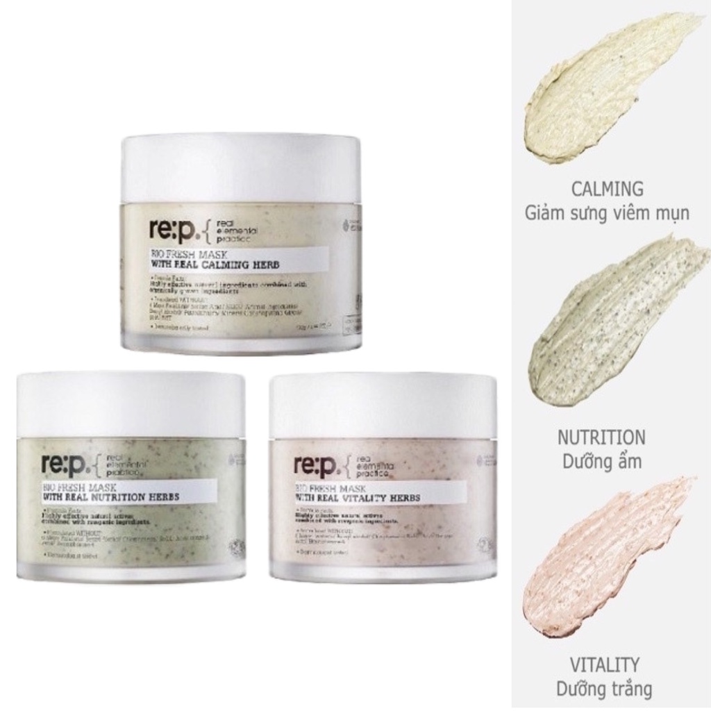 Mặt nạ đất sét rep bio fresh mask with real calming herbs re:p 130g