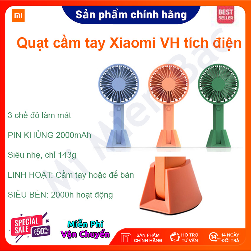 [CHÍNH HÃNG Xiaomi] Quạt cầm tay Xiaomi VH tích điện – Quạt mini Cầm Tay VH U Portable Handheld Fan 2020 – Pin 2000mAh – Siêu Nhẹ Tiện Lợi Đi Du Lịch, Văn Phòng – Chính Hãng – Mi Miền Bắc