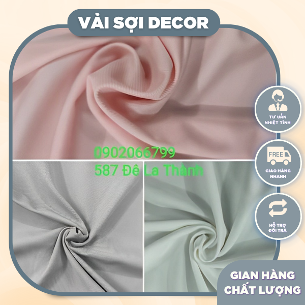 Vải chống nhàu màu Kem, ghi, hồng phớt