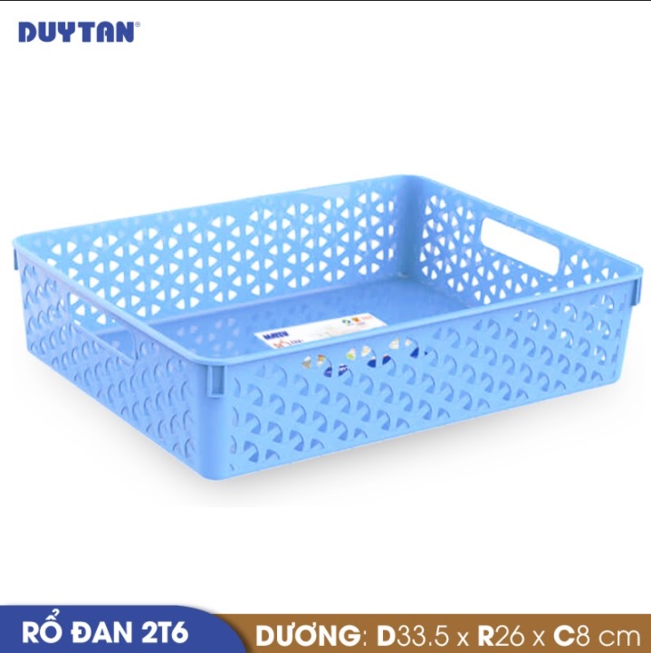 Rổ đan nhựa DUY TÂN Matsu 2T6 (33.5 x 26 x 8 cm) - 04496 - Giao màu ngẫu nhiên