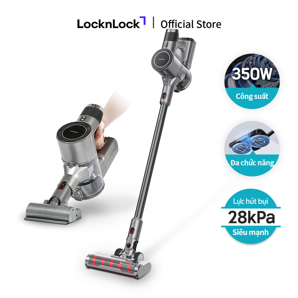 Trả góp 0% - ENV356GRY- Máy hút bụi không dây LockLock đa năng cầm tay (lau sàn, hút bụi, hút bụi giường) - Lọc 5 lớp - Chính hãng