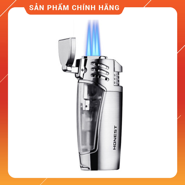 Vỏ Bật Lửa Hộp Quẹt Honest Khò 3 Tia BCZ 3032 Thiết Kế Nhỏ Gọn Tiện Lợi Lửa Khò Mạnh Mẽ - Dùng Gas Cao Cấp (KHÔNG XĂNG KHÔNG GAS)