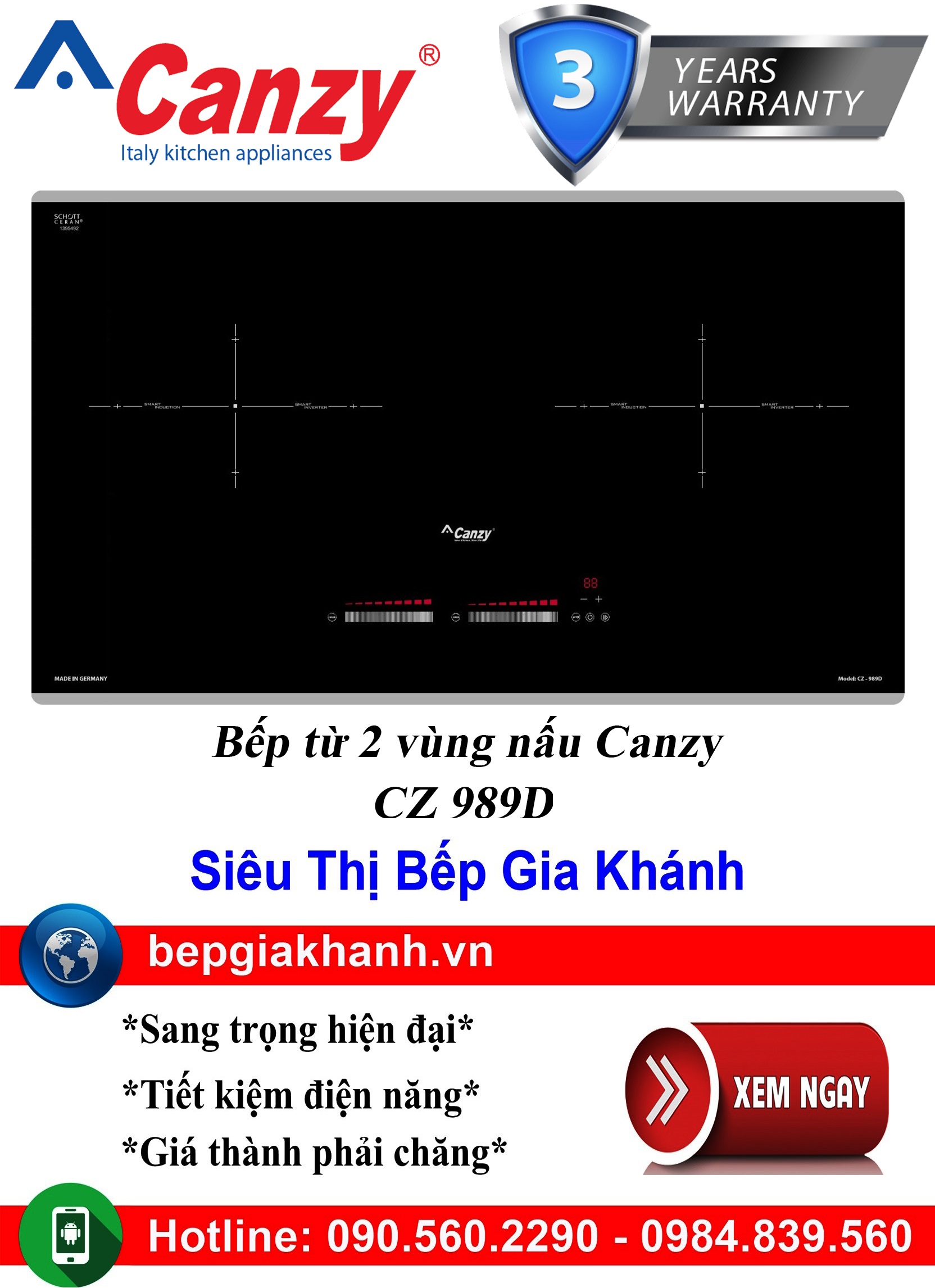 [HCM]Bếp từ đôi cao cấp Canzy CZ 989D, bếp từ, bếp điện từ, bếp từ đôi, bếp điện từ đôi, bếp từ giá rẻ, bếp điện từ giá rẻ, bếp từ đơn, bep tu don, bep tu