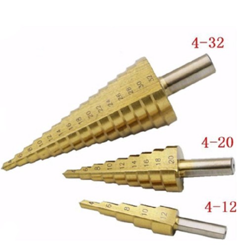 Mũi khoan đa năng, Bộ mũi khoan tháp đa năng từ 4 - 32mm, 3 Mũi khoan bước chuôi lục giác đẹp chuôi lục giác sẵn hàng ạ