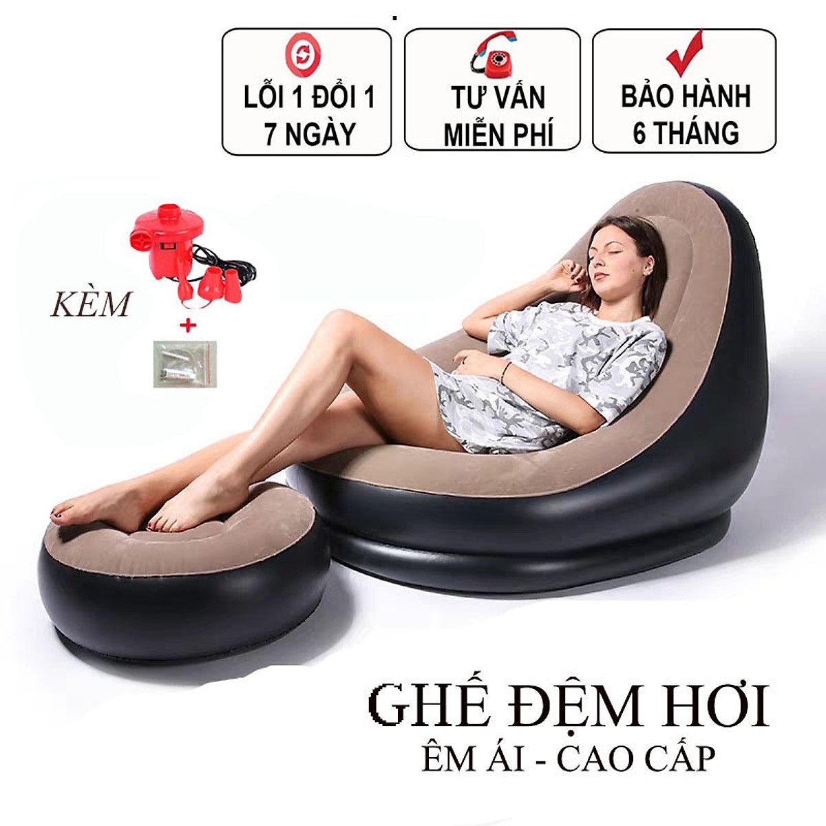Nệm SaLon Ghế ngồi Ghế thư giãn Ghế đa năng Ghế hơi intex vỏ nhung Ghế thư giãn chống mỏi cổ và mỏi lưng - Ghe hoi bơm/xả hơi tiện dụng Thiết kế sang trọng. lỗi 1 đổi 1.