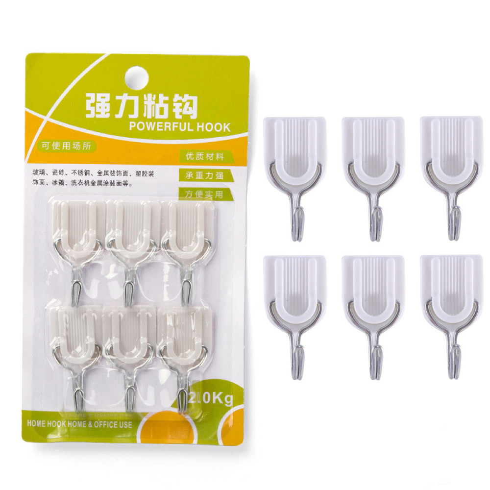 Combo 6 Móc Inox Treo Dính Tường Powerful Hook 2kg