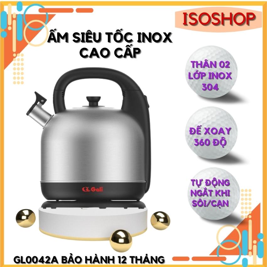 Ấm siêu tốc thân 02 lớp Inox Cao Cấp và nhựa nguyên sinh ABS dung tích 5 lít, tự đông ngắt điện khi sôi/cạn nước, đế tiếp điện xoay 360 độ