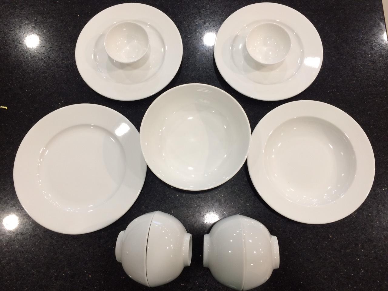 Bộ chén dĩa tô Minh Long 13 sản phẩm - Jasmine trắng ngà - bộ bàn ăn