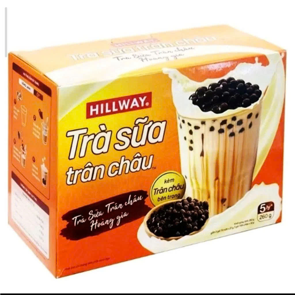 [1 HỘP] trà sữa chân châu hoà tan Hilway  (5 gói trà sữa và 5 gói trân châu) 260g