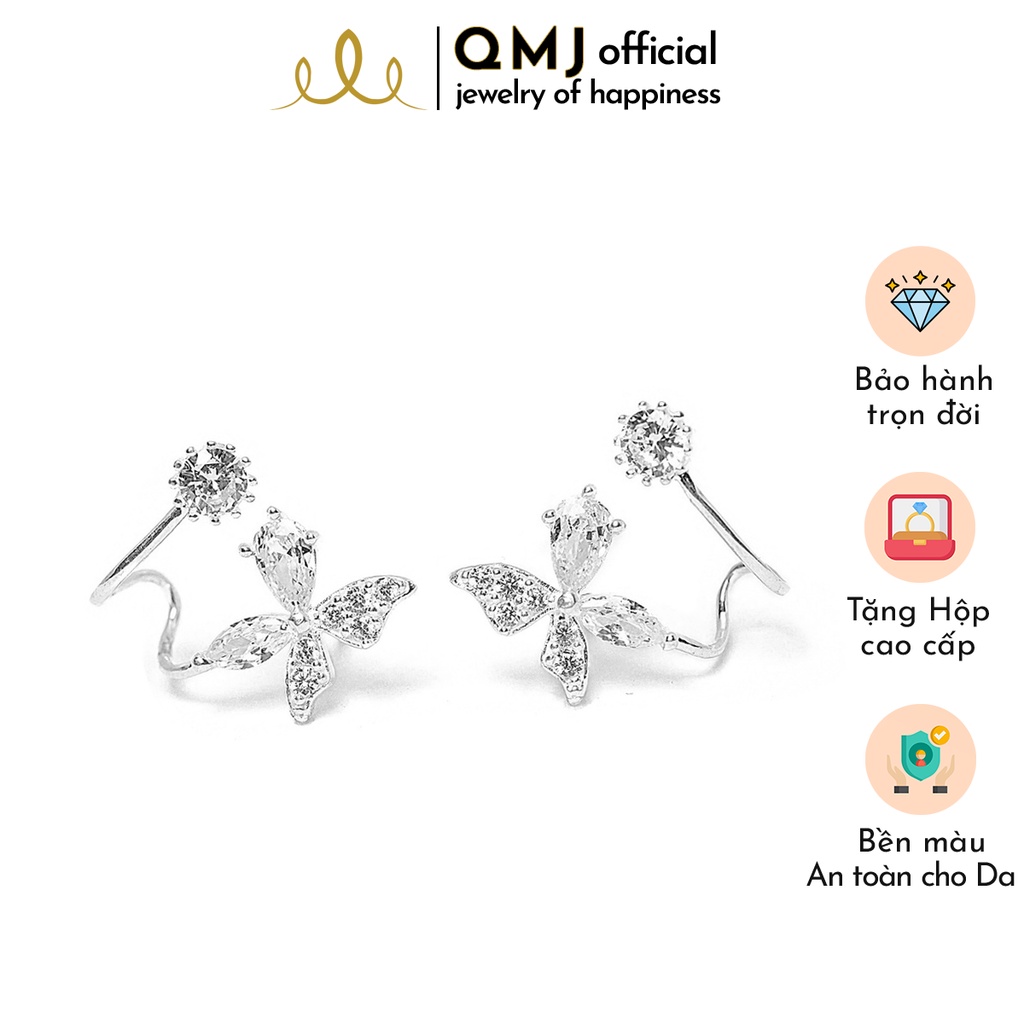 QMJ Bông tai Bướm xinh thiết kế thanh lịch bạc 925 khuyên tai kẹp vành và phong cách phụ kiện thời trang  - QKL0421